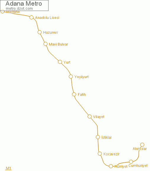 Metro Adana - map of lines