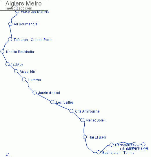 Metro Algiers - map of lines
