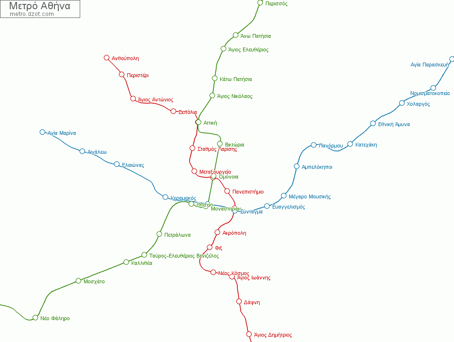 Μετρό Αθήνα - map of lines