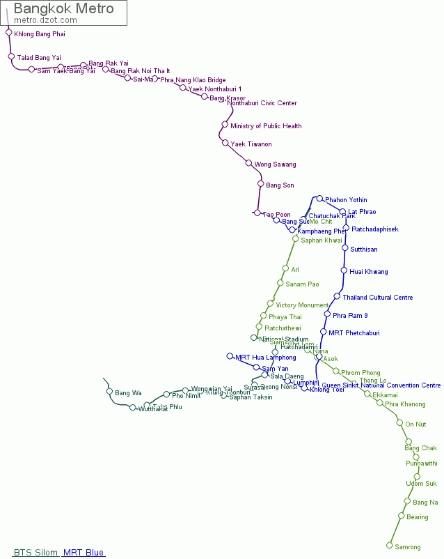 Metro Bangkok - map of lines