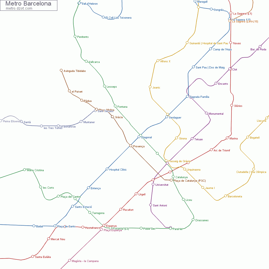 Metro Barcelona - map of lines