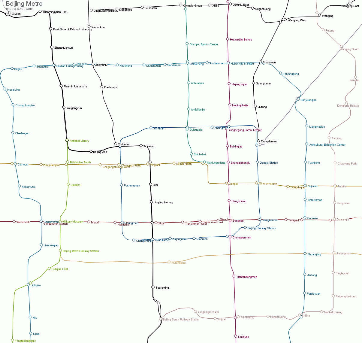 Metro Beijing - map of lines