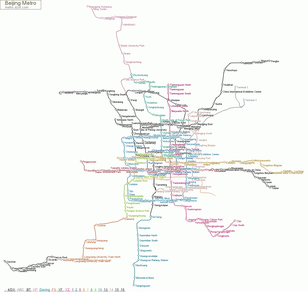 Metro Beijing - map of lines