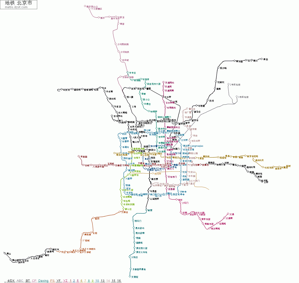 地铁 北京市 - map of lines