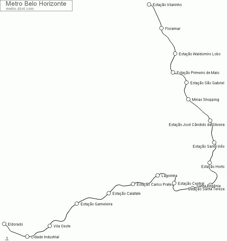 Metro Belo Horizonte - map of lines