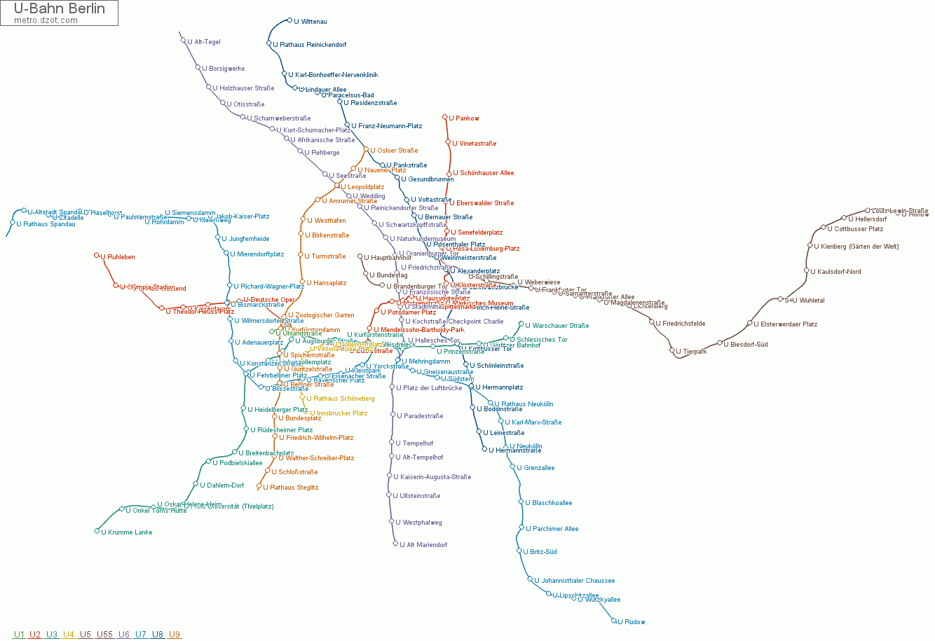U-Bahn Berlin - map of lines