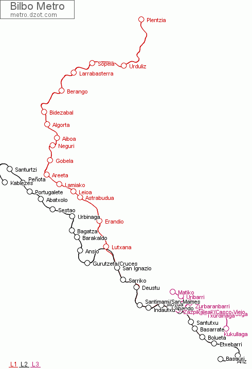 Metro Bilbao - map of lines