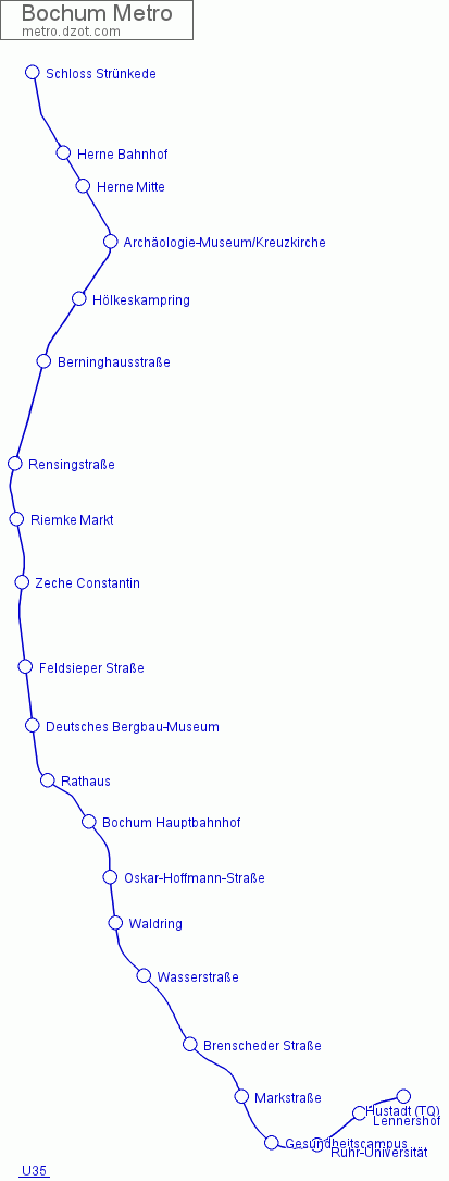 Metro Bochum - map of lines