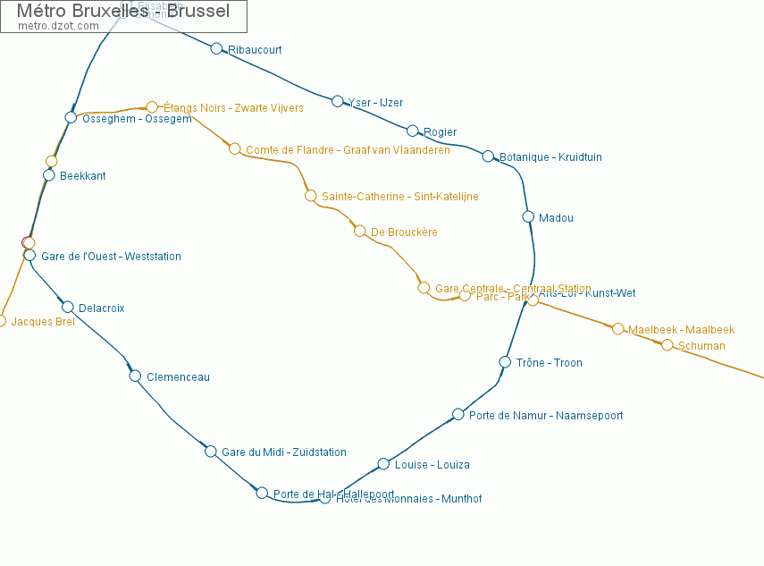Métro Bruxelles - Brussel - map of lines