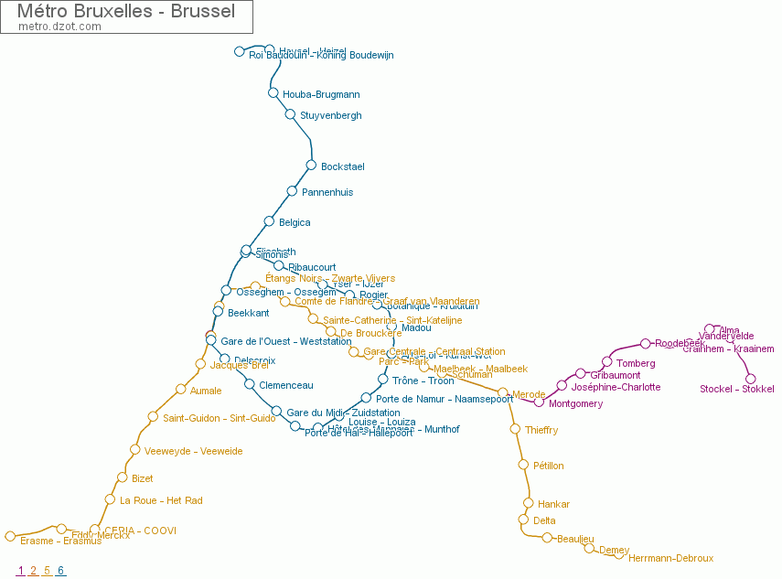 Métro Bruxelles - Brussel - map of lines