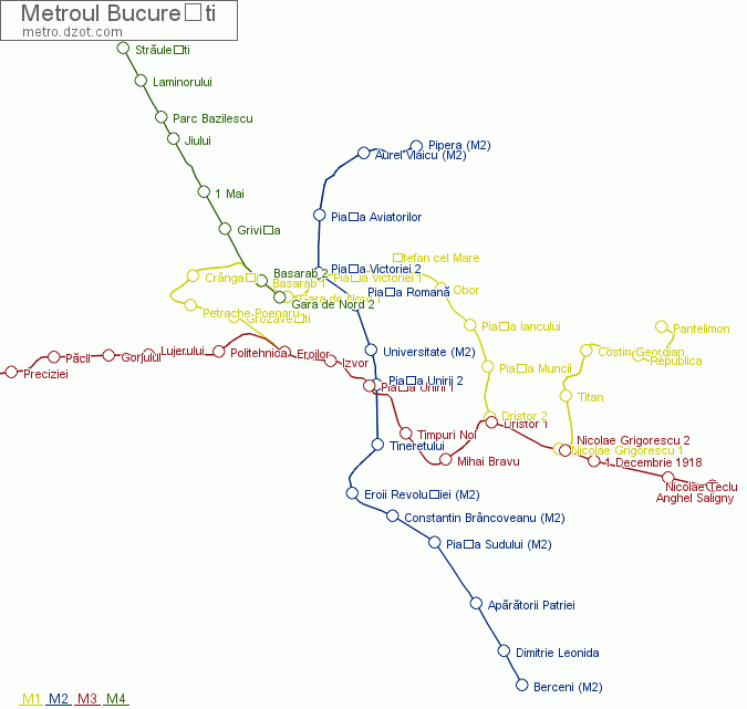 Metroul București - map of lines