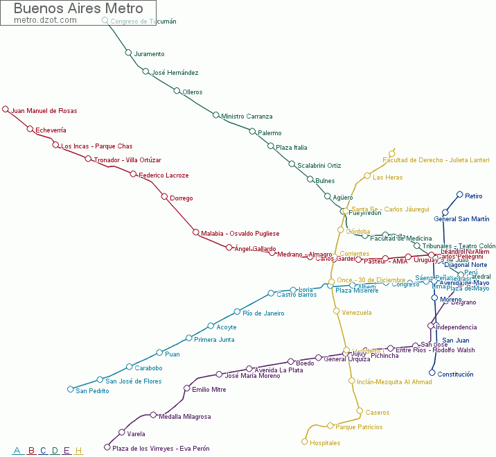 Metro Buenos Aires - map of lines
