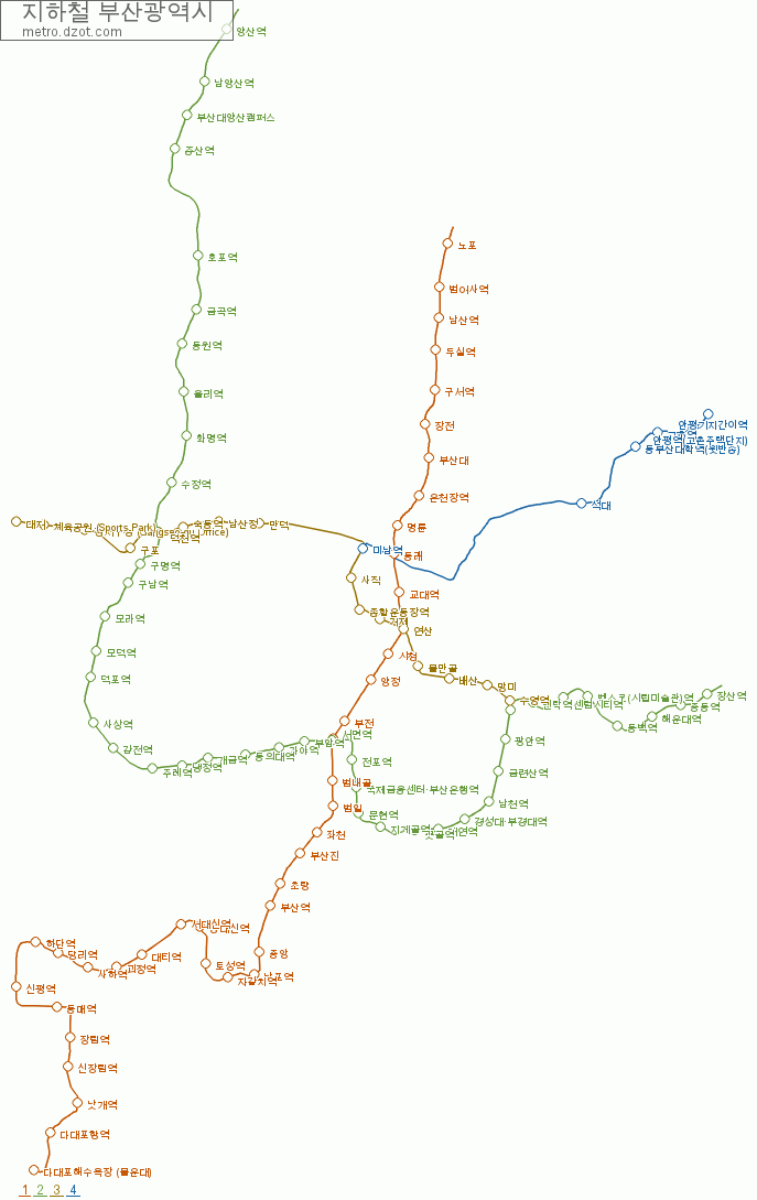 지하철 부산광역시 - map of lines