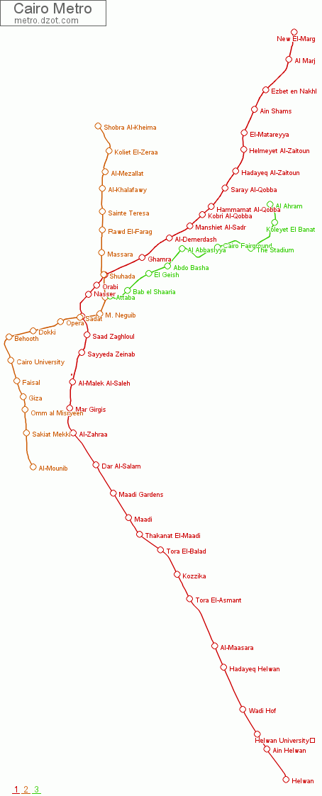 Metro Cairo - map of lines