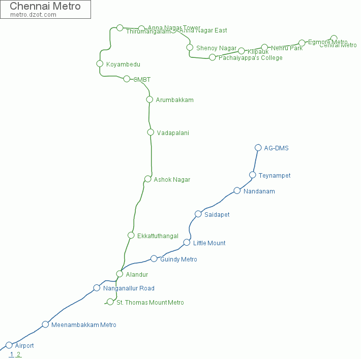 Metro Chennai - map of lines