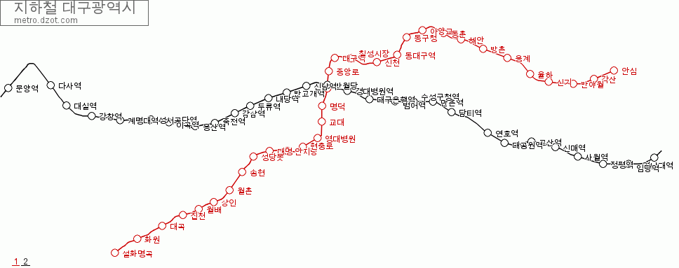 지하철 대구광역시 - map of lines