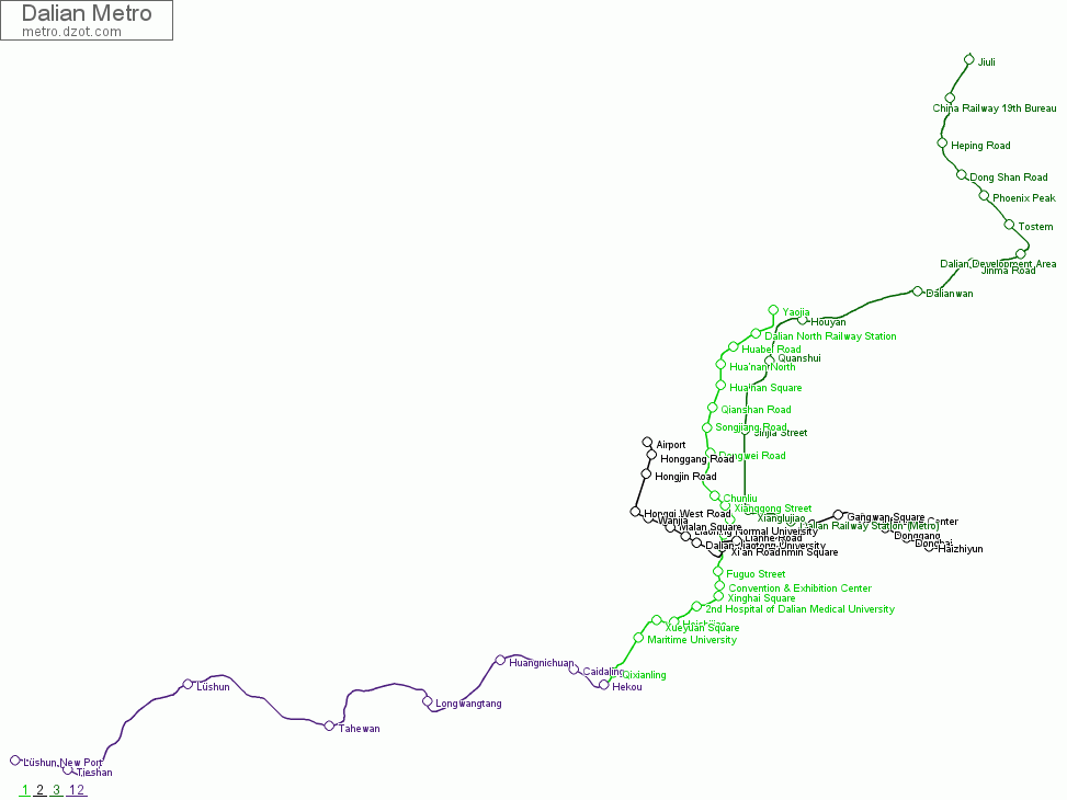 Metro Dalian - map of lines