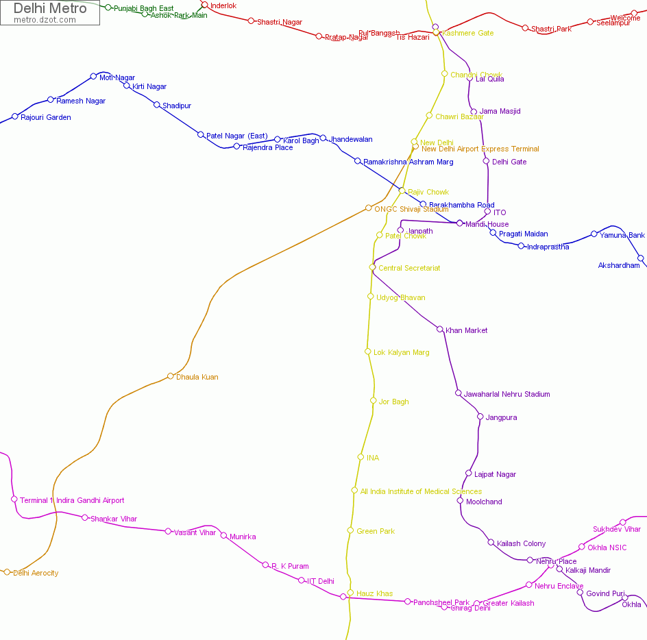 Metro Delhi - map of lines