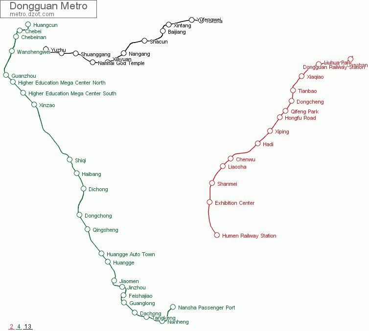 Metro Dongguan - map of lines