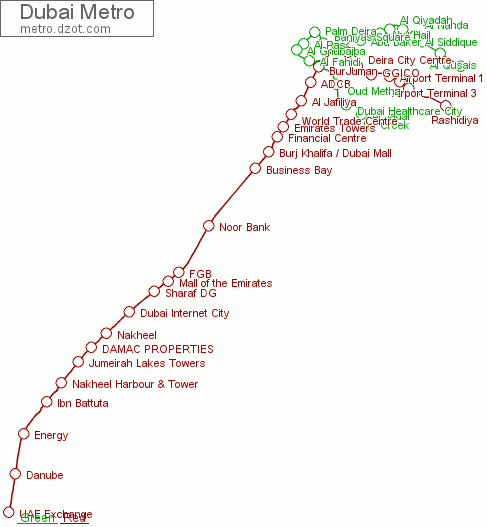Metro Dubai - map of lines