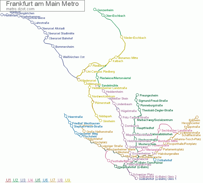 Metro Frankfurt am Main - map of lines