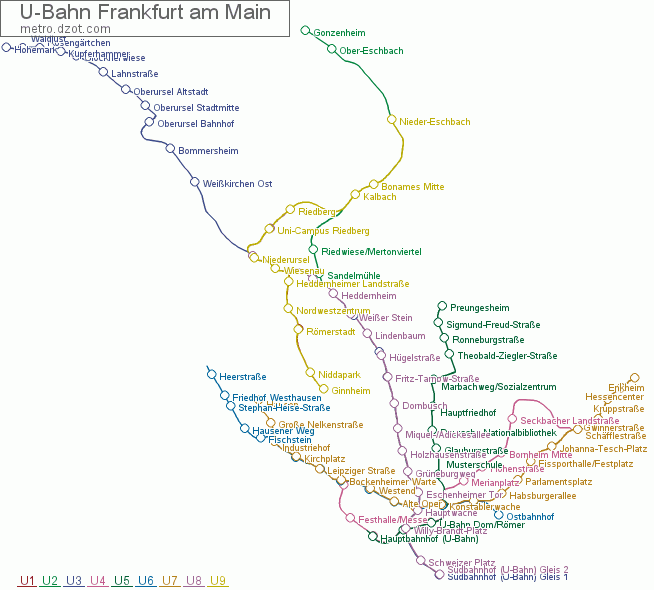 U-Bahn Frankfurt am Main - map of lines