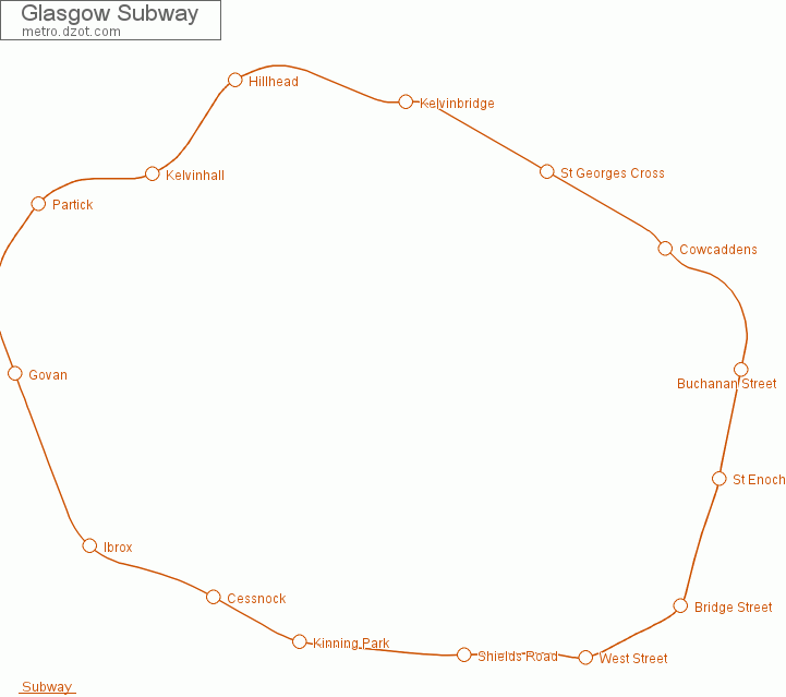 Subway Glasgow - map of lines