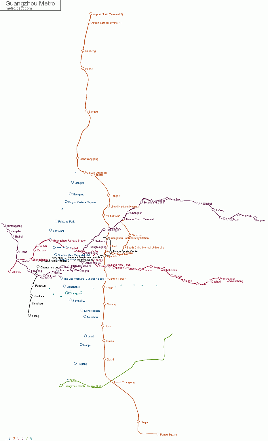 Metro Guangzhou - map of lines