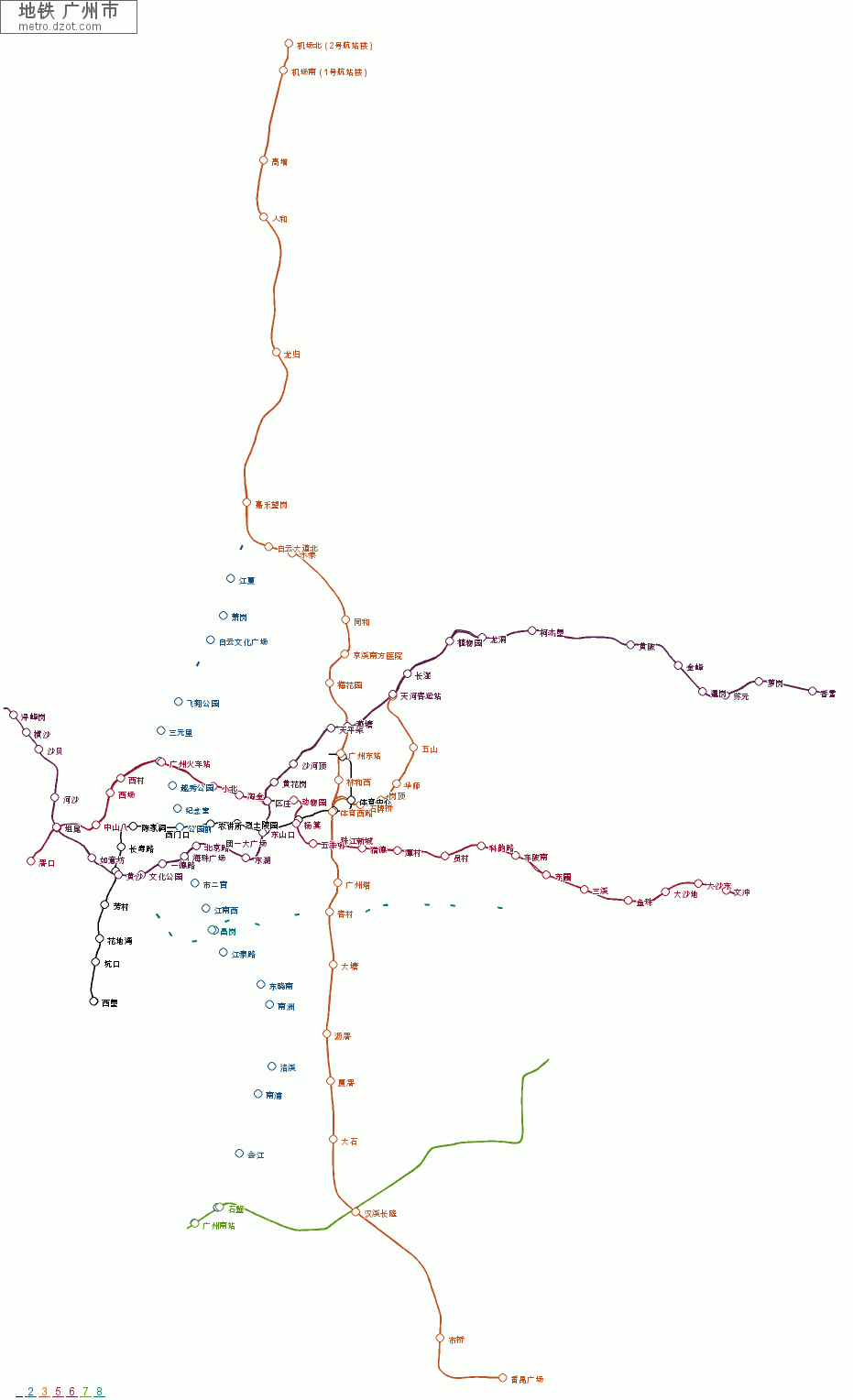 地铁 广州市 - map of lines
