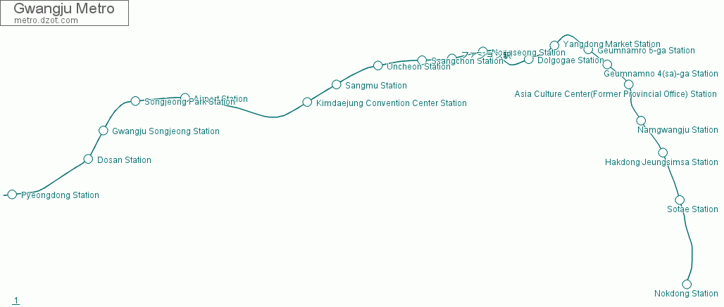 Metro Gwangju - map of lines