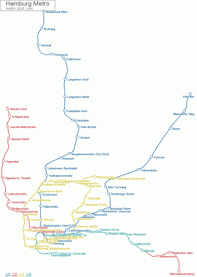 Metro Hamburg - map of lines