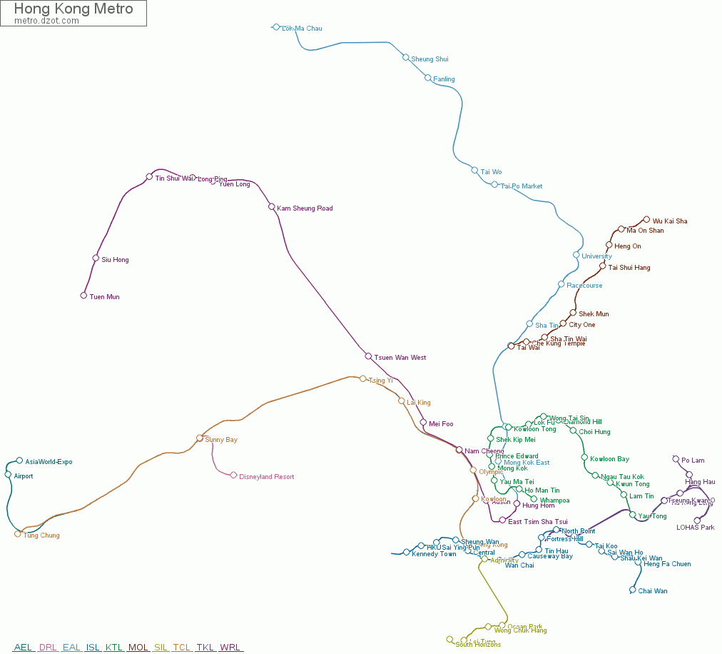 Metro Hong Kong - map of lines