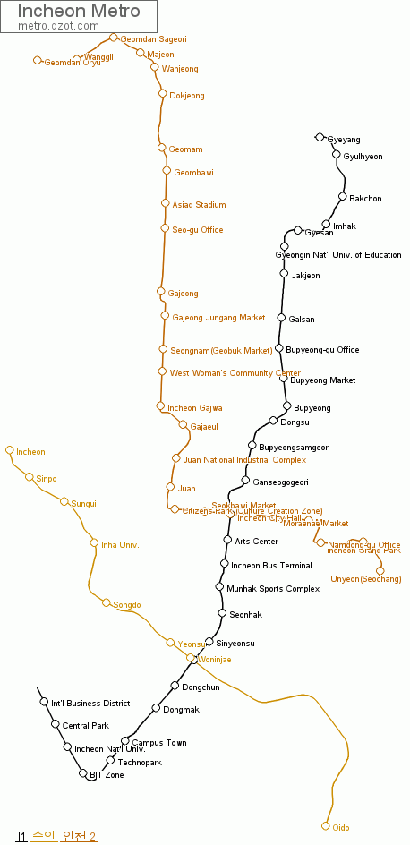 Metro Incheon - map of lines