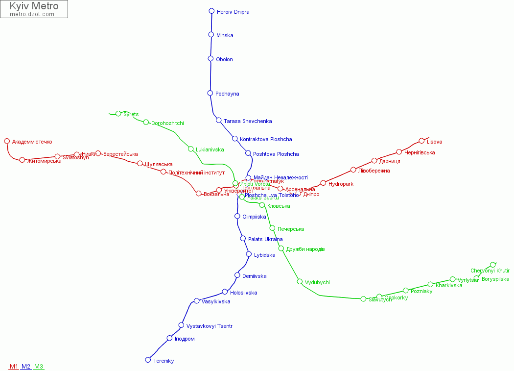 Metro Kyiv - map of lines