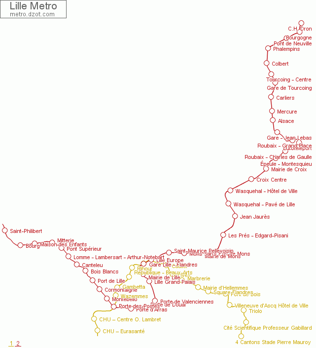 Metro Lille - map of lines