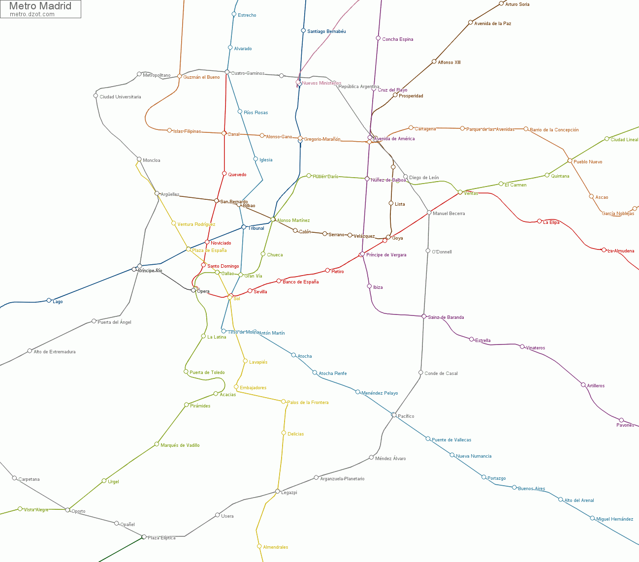 Metro Madrid - map of lines