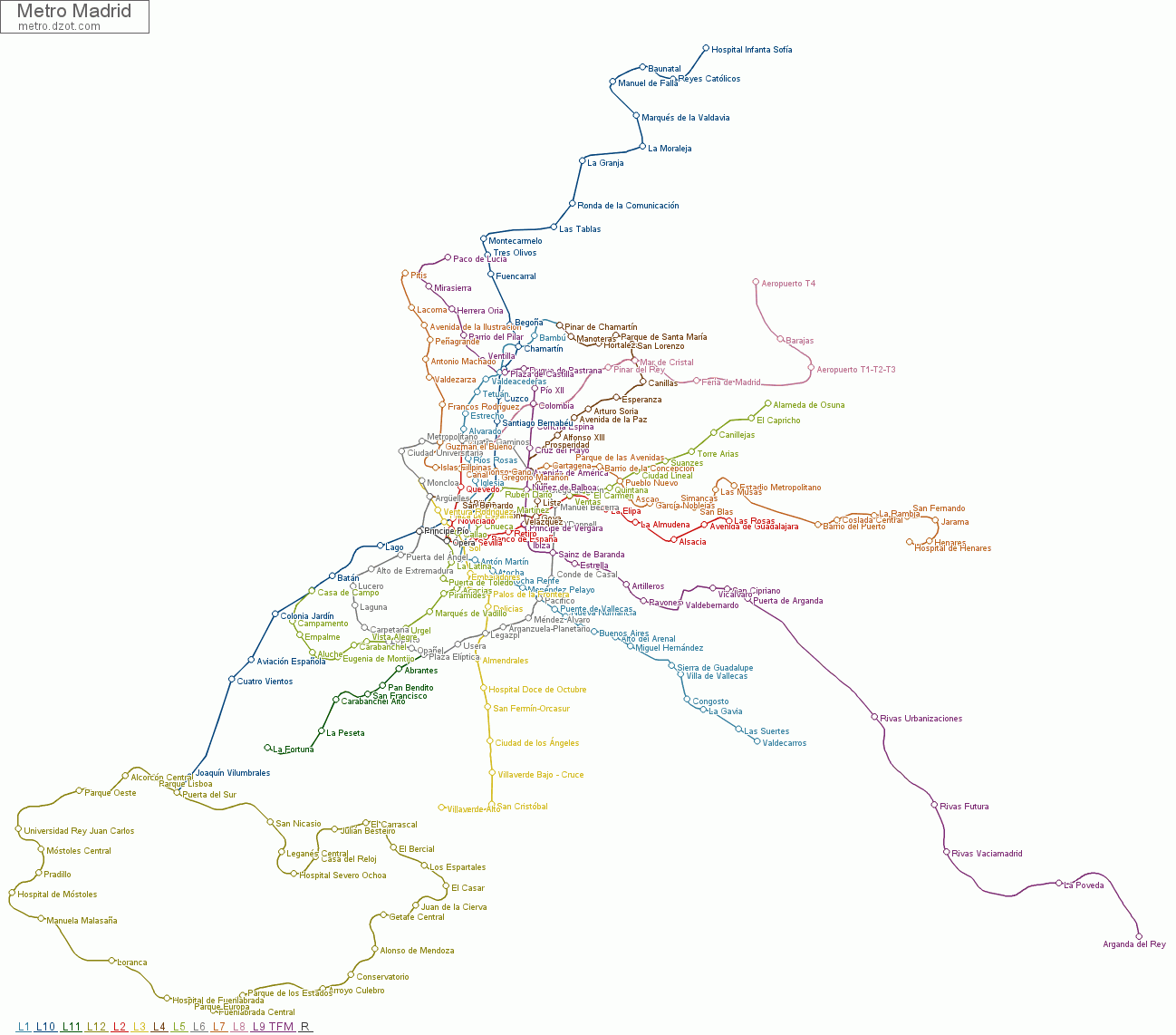 Metro Madrid - map of lines