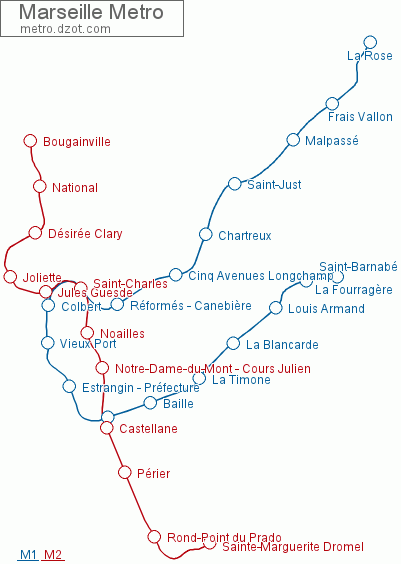 Metro Marseille - map of lines