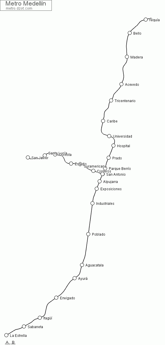 Metro Medellín - map of lines