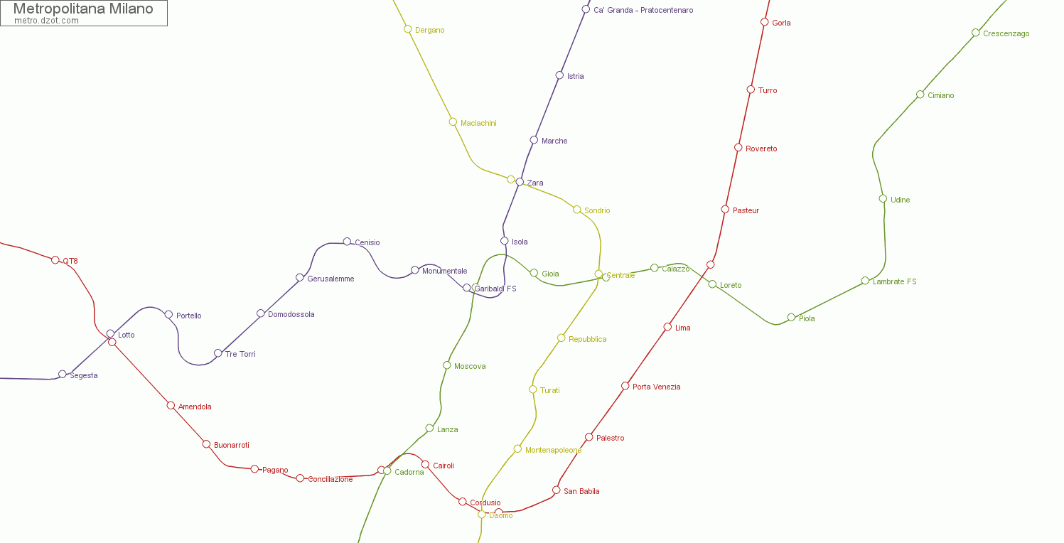 Metropolitana Milano - map of lines