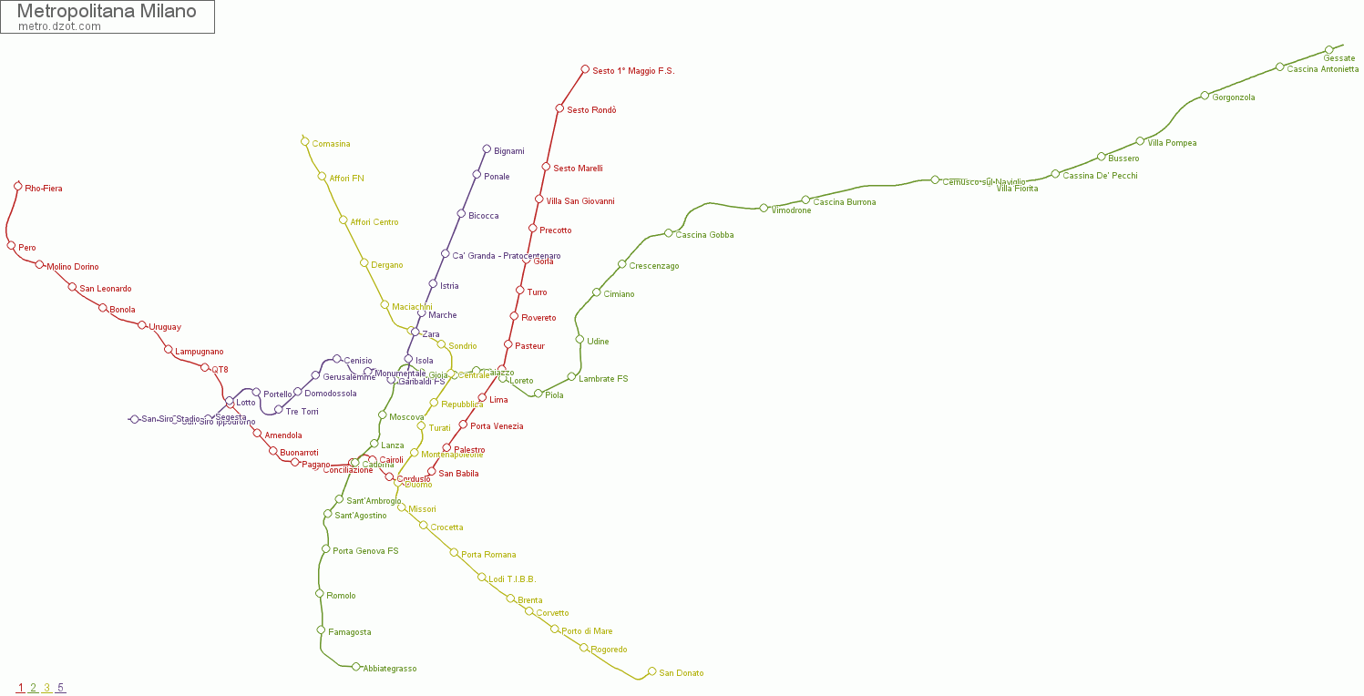 Metropolitana Milano - map of lines