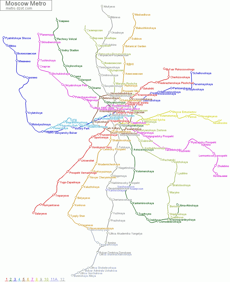 Metro Moscow - map of lines