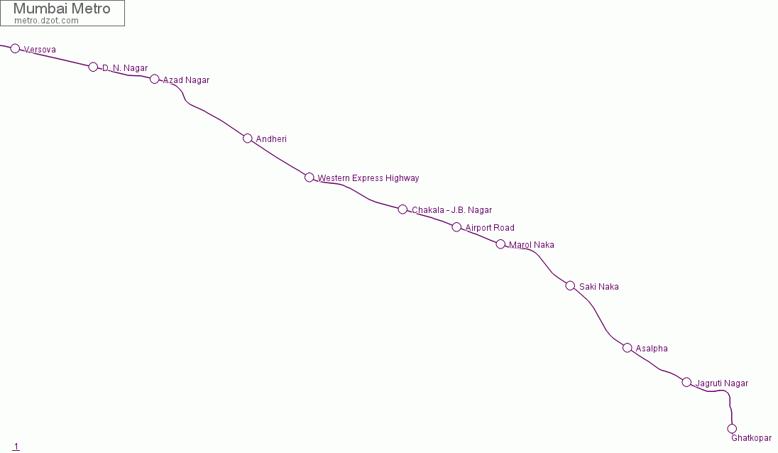 Metro Mumbai - map of lines