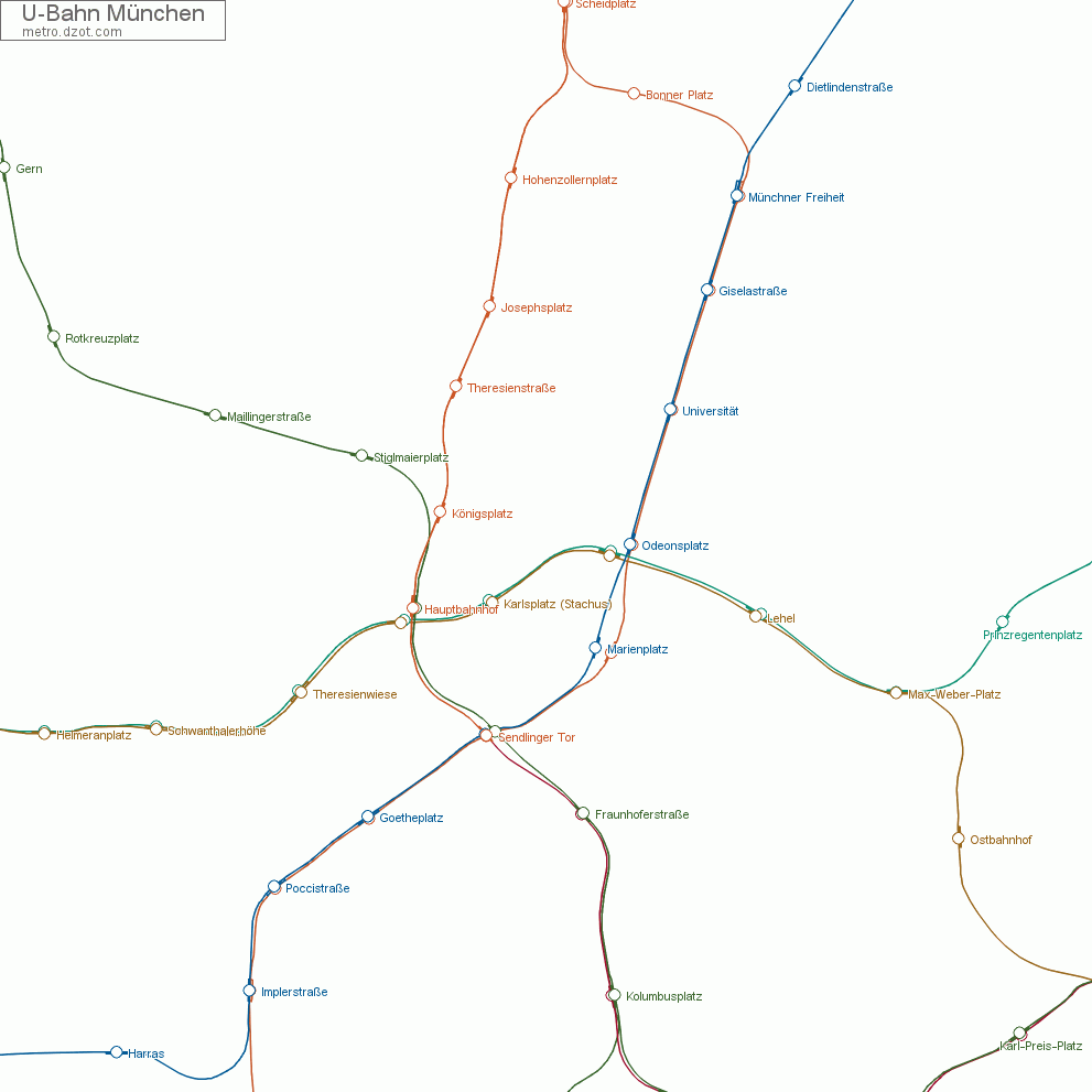 U-Bahn München - map of lines