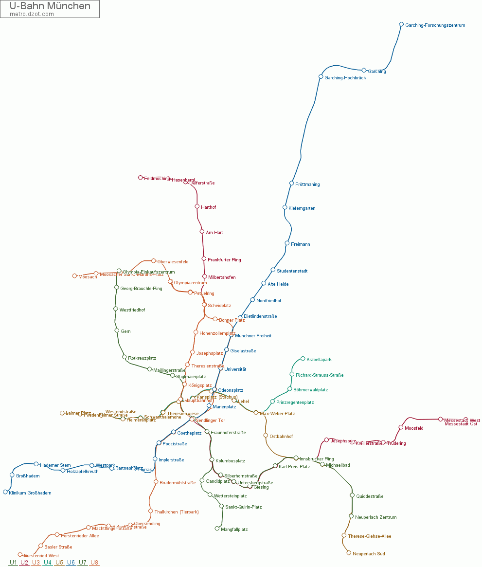 U-Bahn München - map of lines