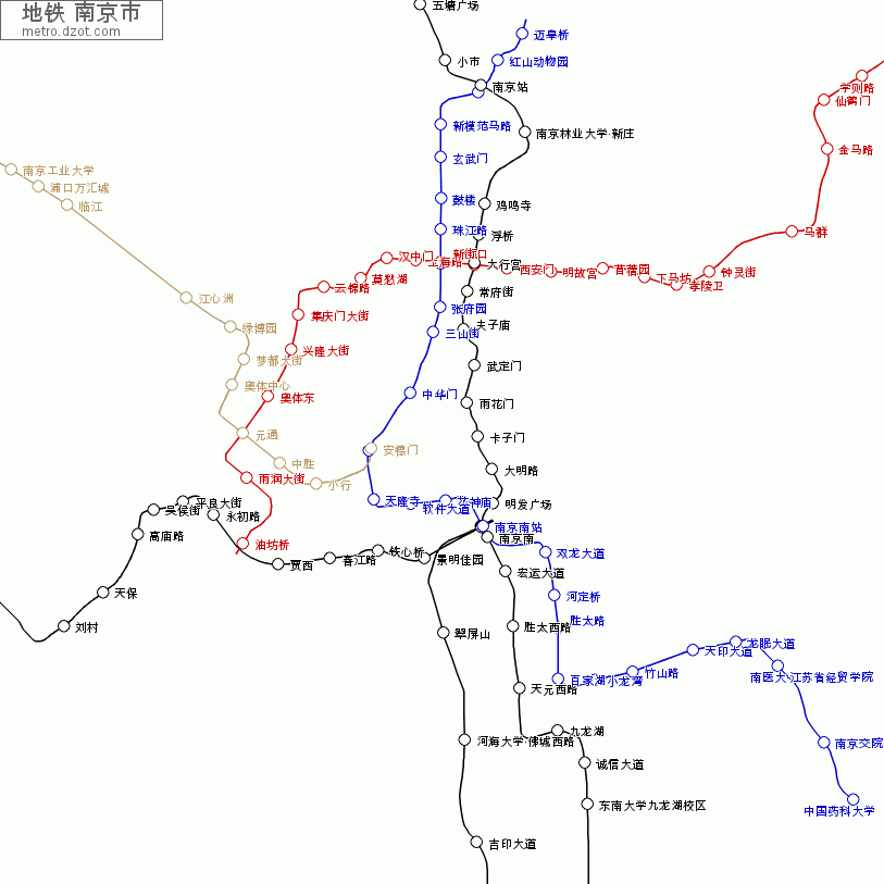 地铁 南京市 - map of lines
