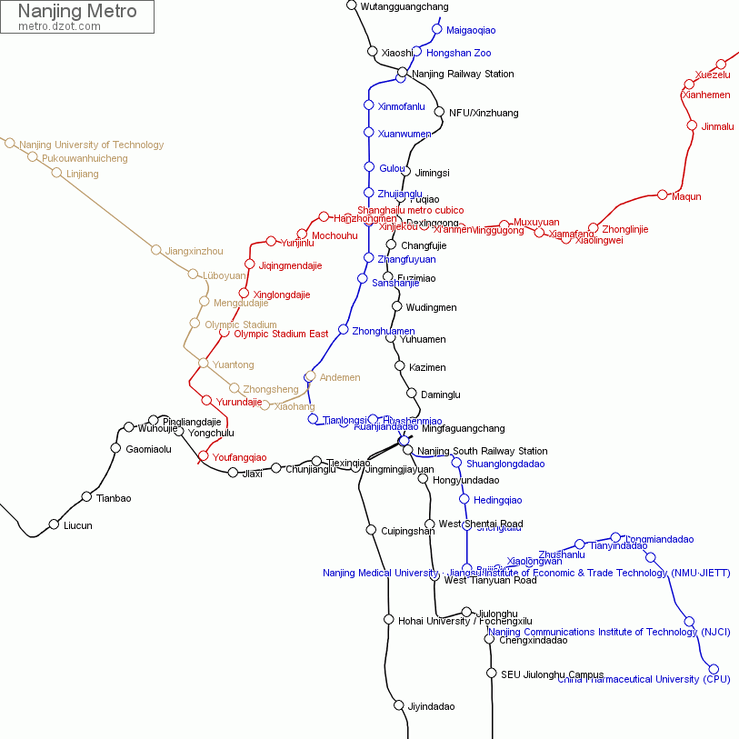 Metro Nanjing - map of lines