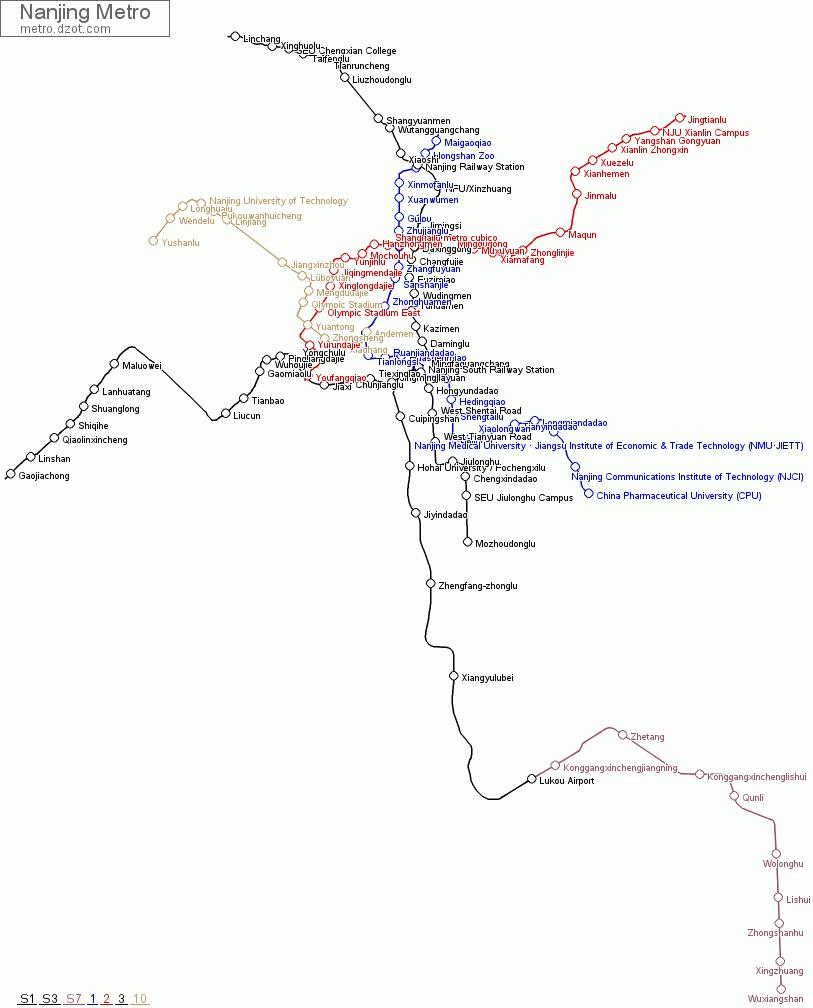 Metro Nanjing - map of lines