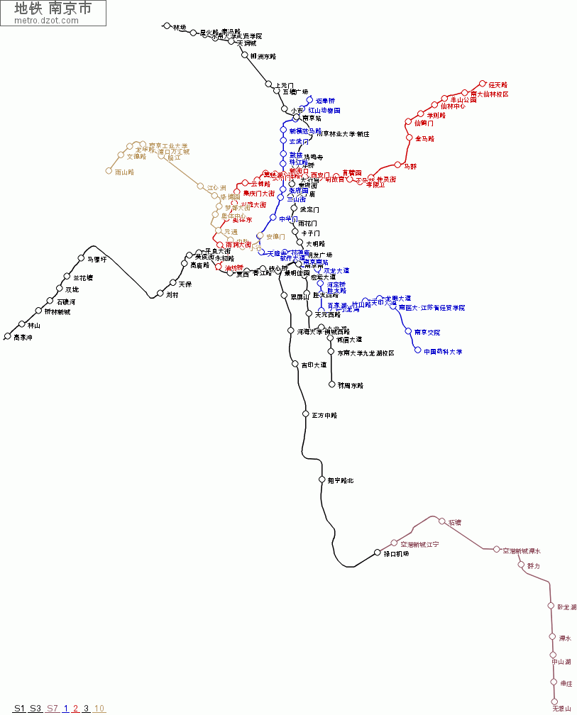 地铁 南京市 - map of lines