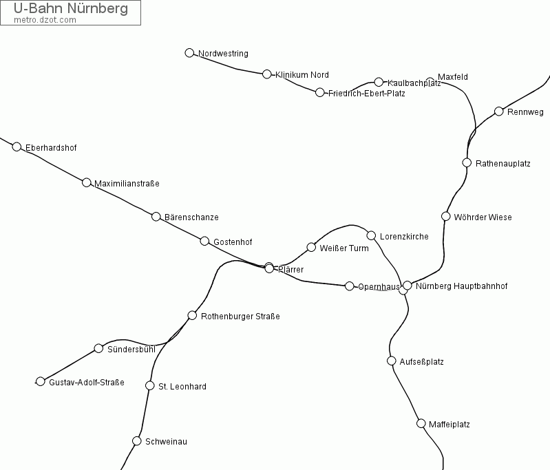 U-Bahn Nürnberg - map of lines